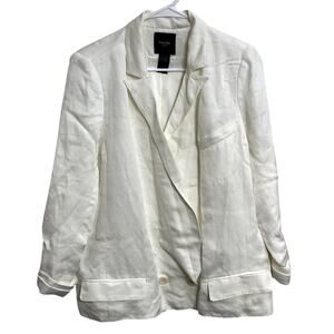 Women's Smythe‎ Ivory White Linen Blend Blazer Preppy Old Money Luxury Size L